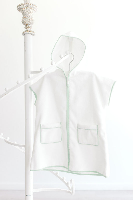 Sleeveless Cover Up with Hood- Green Stripe