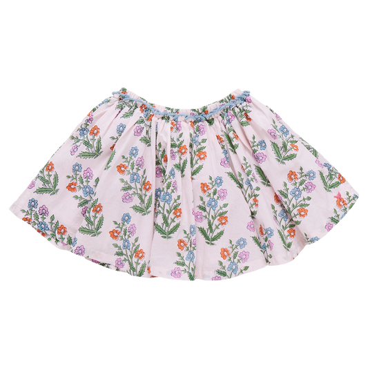 Gianna Skirt - Pink Dew Drop Block Print