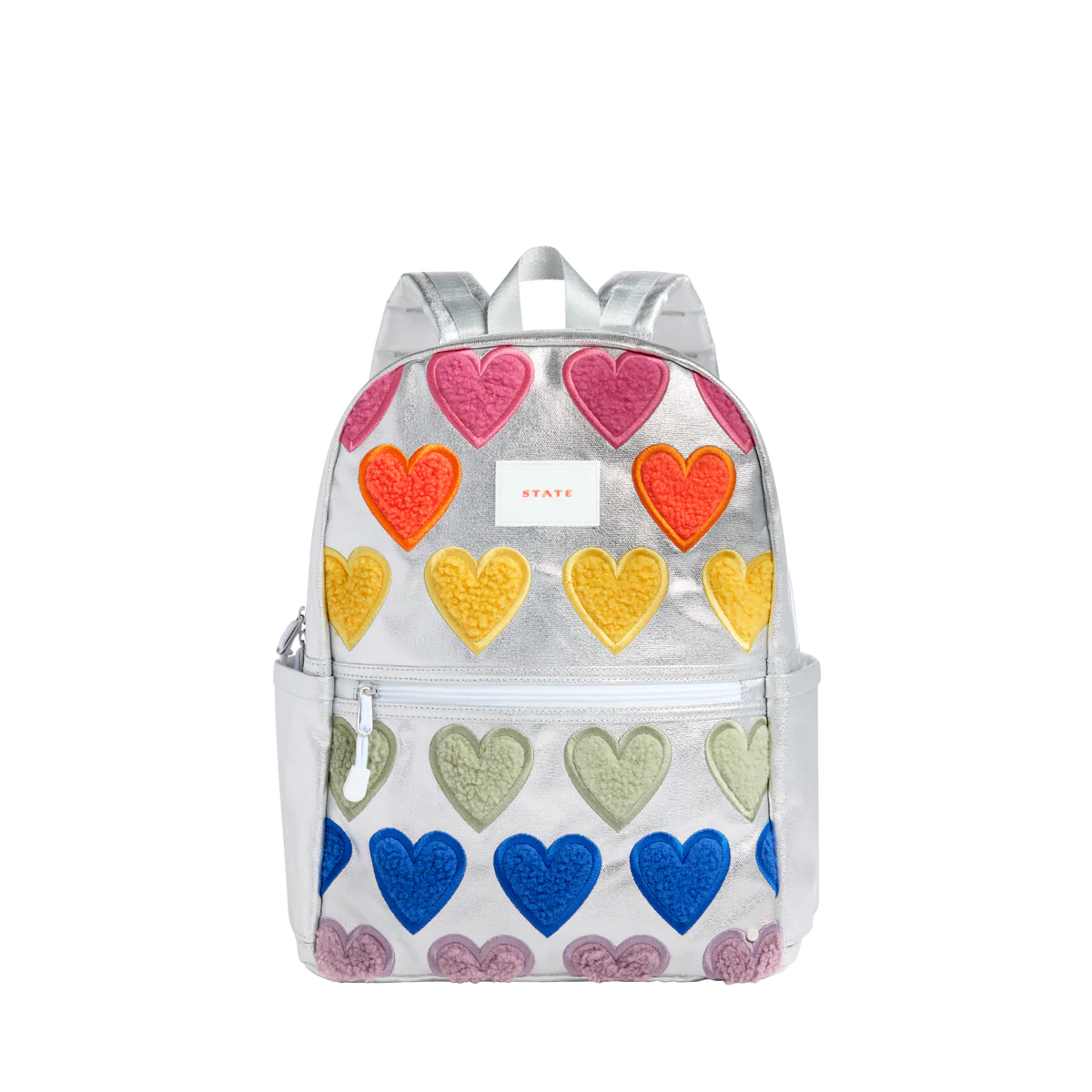 Kane Double Pocket Backpack - Metallic Fuzzy Hearts PRE-ORDER
