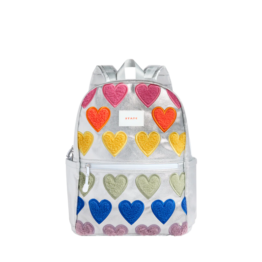Kane Double Pocket Backpack - Metallic Fuzzy Hearts PRE-ORDER
