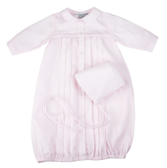 Girls Dot Embroidered Take Me Home Gown With Bonnet