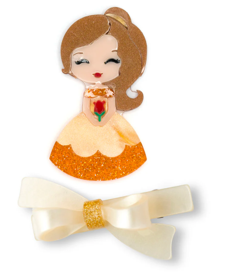 Cute Doll in Yellow Dress and Bow Hair Clip Set