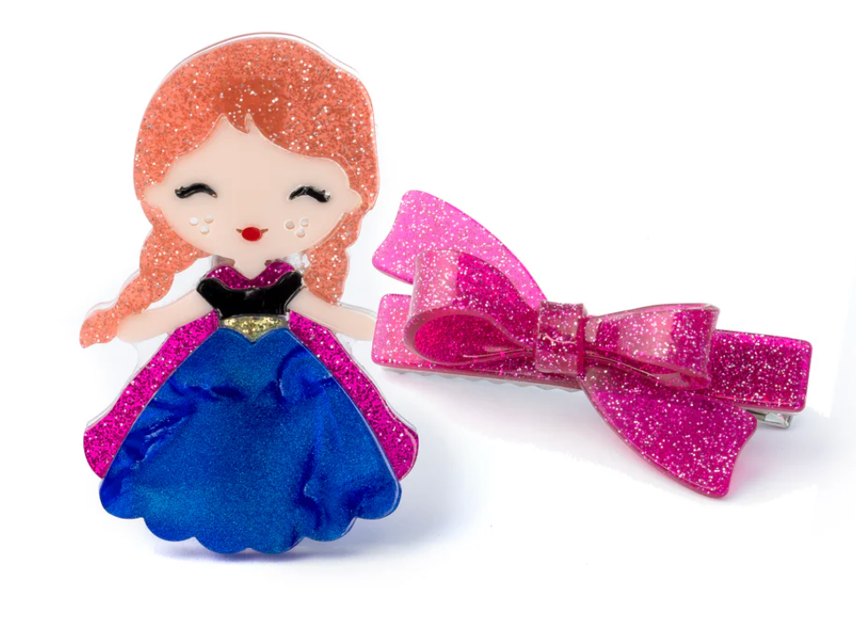 Cute Doll Blue Hair and Bow Hair Clip Set