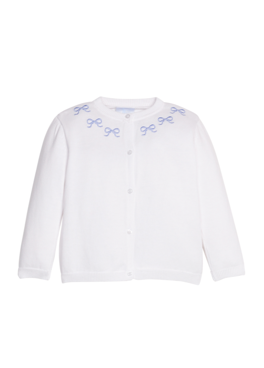 Embroidered Essential Cardigan - Blue Bows