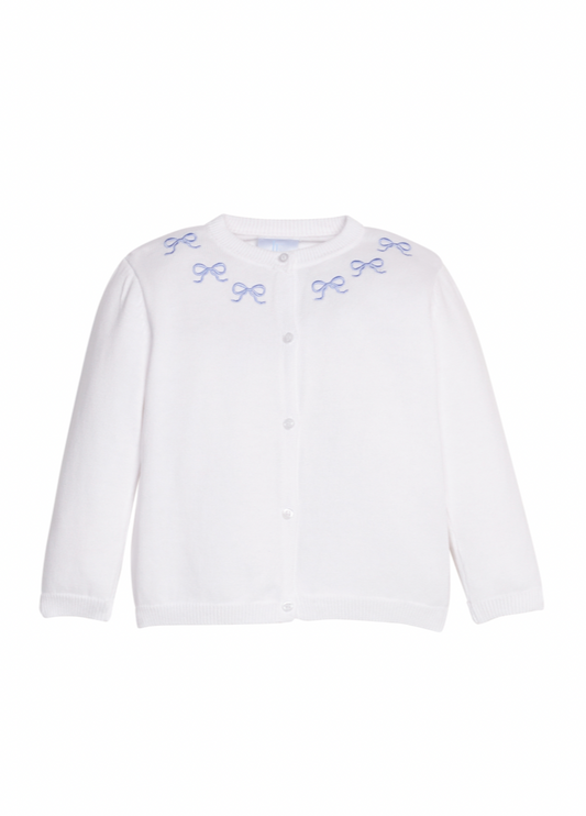 Embroidered Essential Cardigan - Blue Bows
