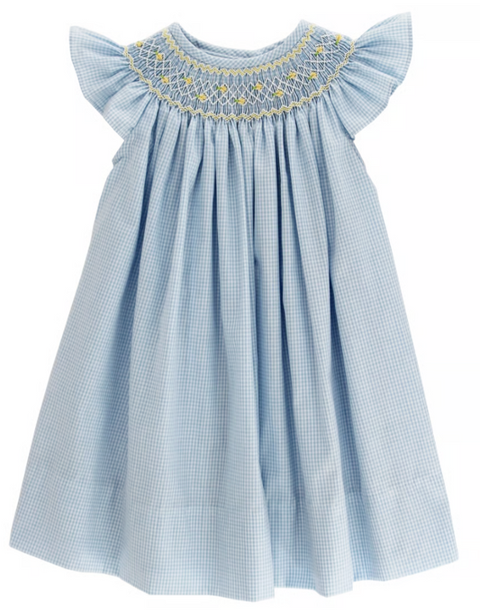 Sunshine Floral Bishop - Blue Check