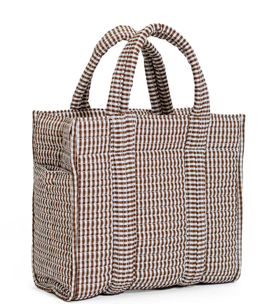 Quilted Mini Go Go Tote - Gingham Coco