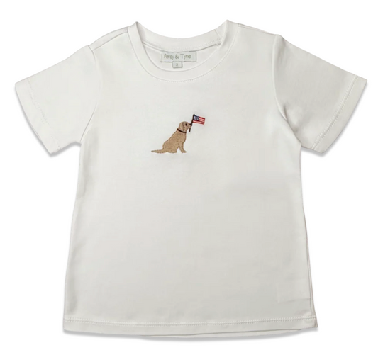Embroidered Tee- Patriotic Puppy