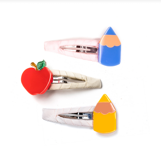 Pencils Vibrant Colors and Apple Snap Clip