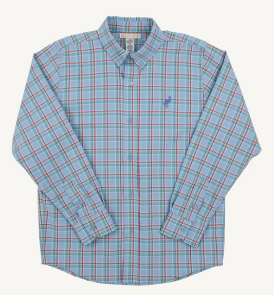 Deans List Dress Shirt Kensington Court Plaid/Barbados Blue