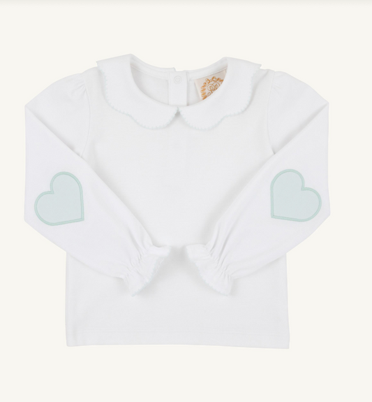 Emma's Elbow Patch Top- Worth Ave/ Old Greenwich Green/ Heart
