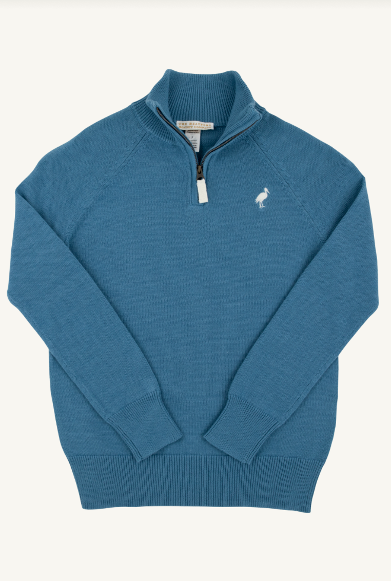 Hayden Half Zip Sweater- Barnsley Blue/ Palmetto Pearl