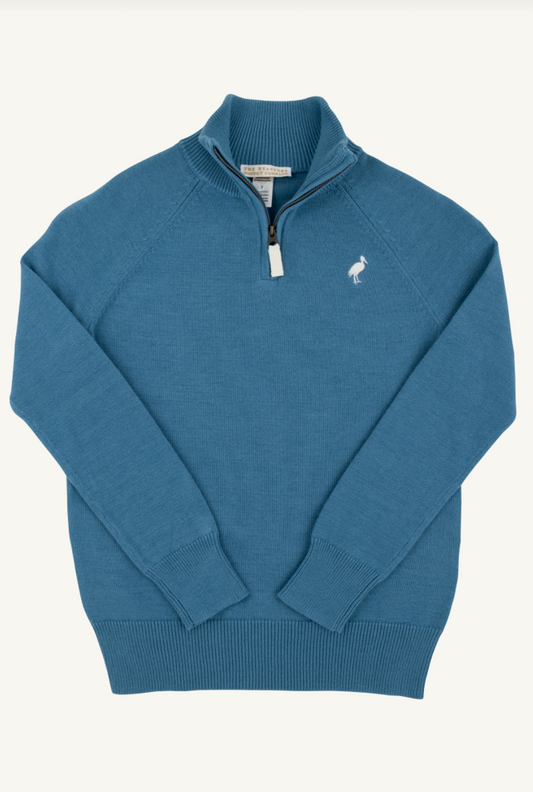 Hayden Half Zip Sweater- Barnsley Blue/ Palmetto Pearl