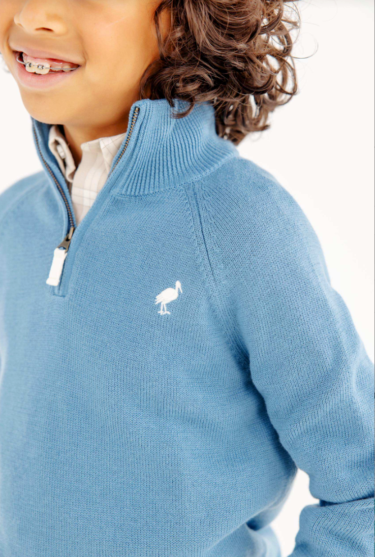 Hayden Half Zip Sweater- Barnsley Blue/ Palmetto Pearl