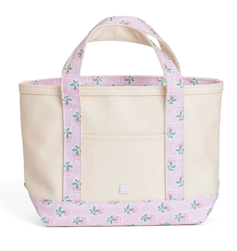 Mini Tote-Coated Canvas Petite Fleur Pink Trim