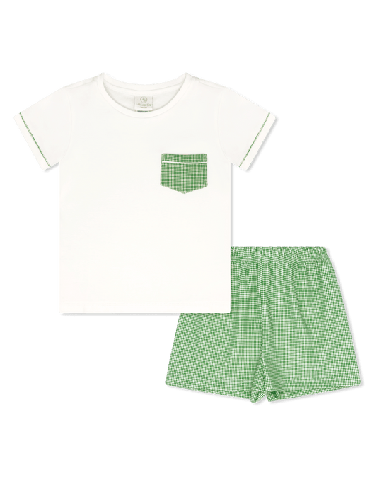Charlie Short Set, Green Mini Gingham