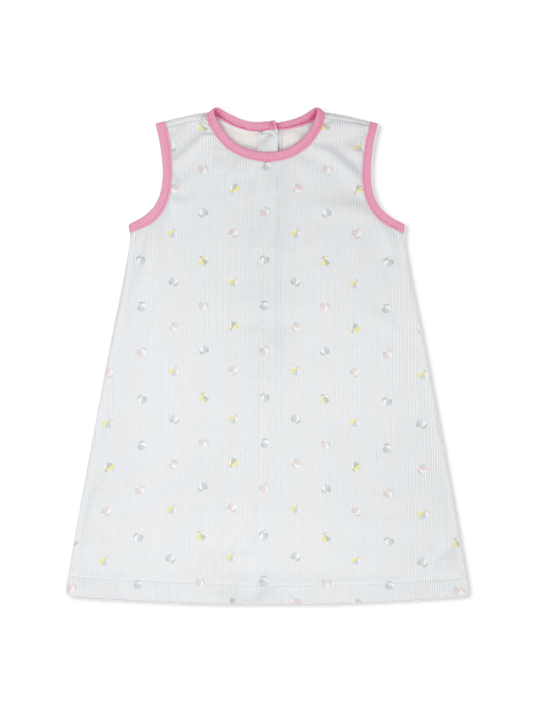 Ann Dress- Beach Bounce with Pink Welting