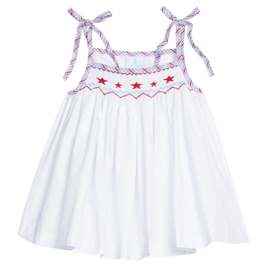 Smocked Tie Shoulder Tank - Stars