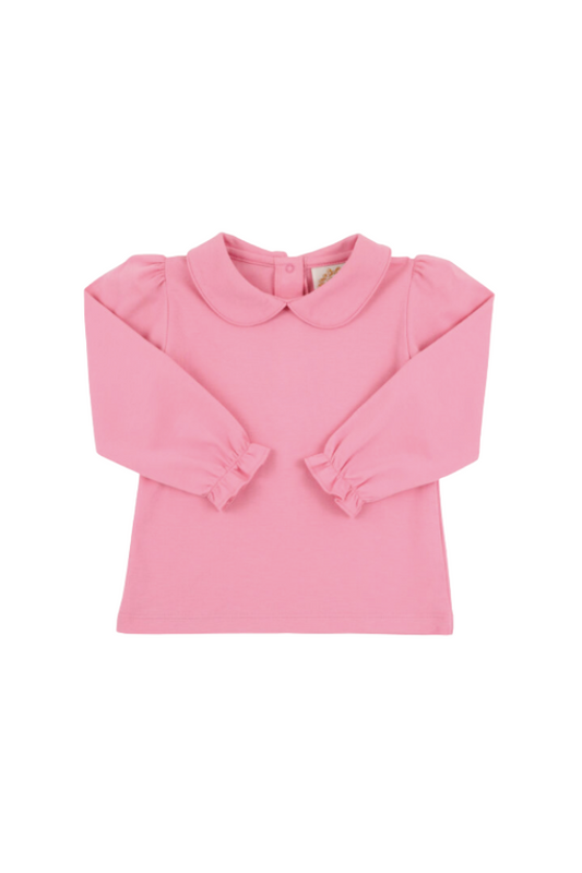 Maude's Peter Pan Collar Pima Shirt - Hamptons Hot Pink