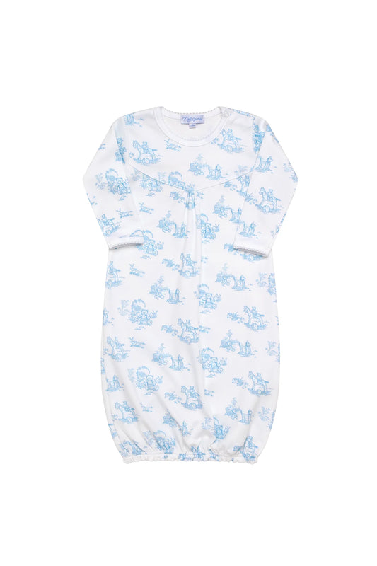Blue Toile Baby Gown