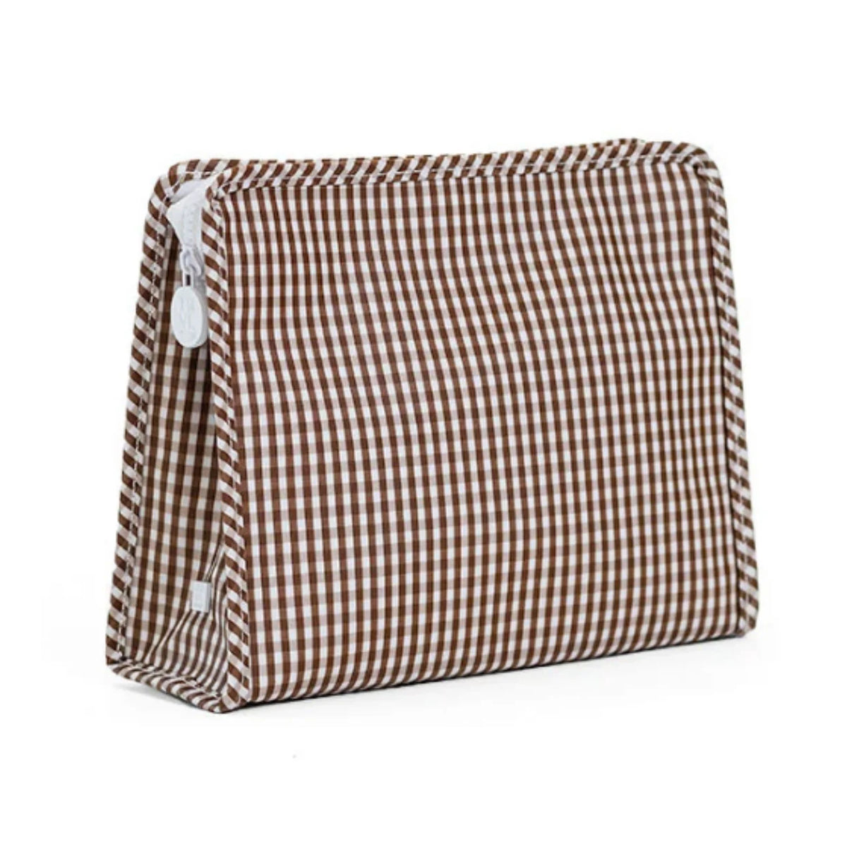 Rodie Large Zip Pouch- Gingham Brown