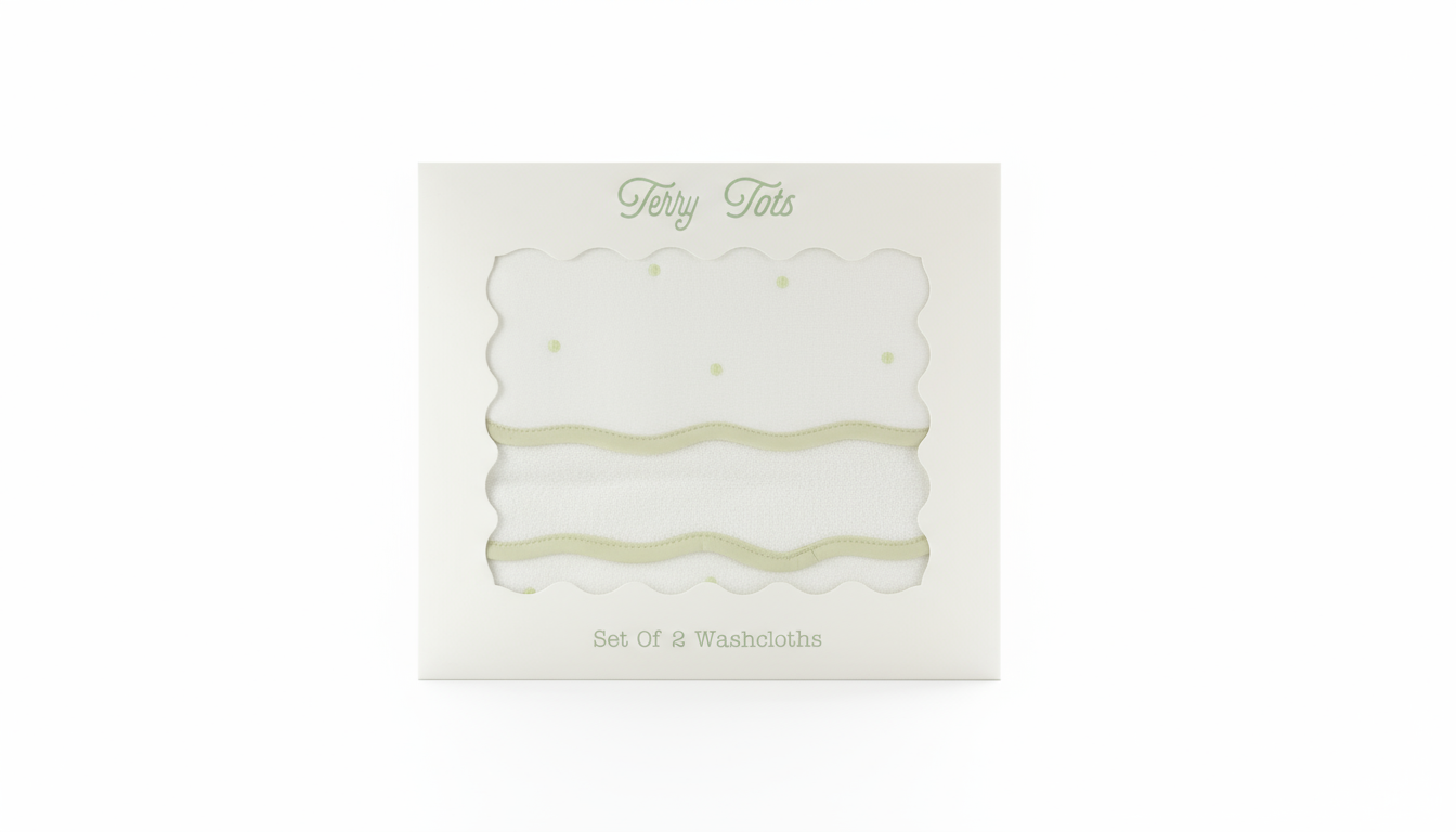 Wash Cloth Set of 2 - Sage Dots