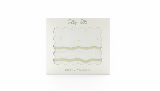Wash Cloth Set of 2 - Sage Dots