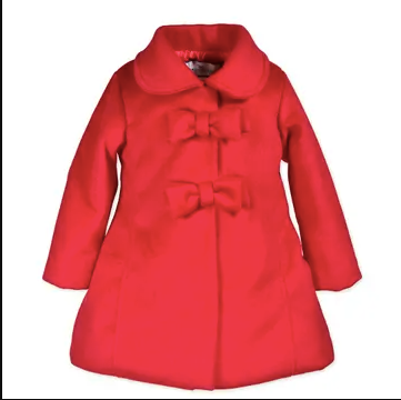 2 Bow Car Coat Faux Wool