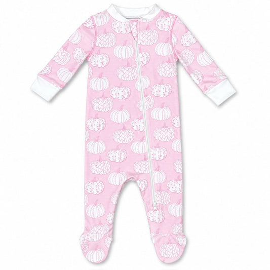 Footed Pajama-Pretty Pink Pumpkins