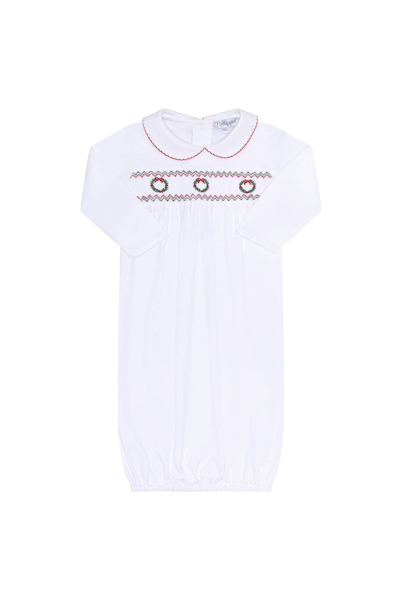 Christmas Wreath Smocked Gown: Multicolor