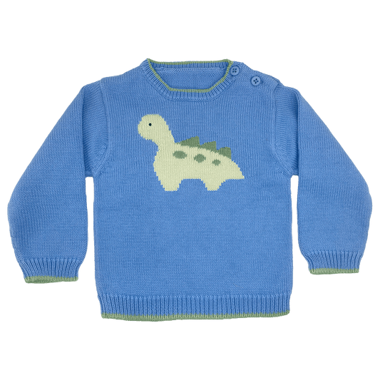 Dinosaur Intarsia Knit Sweater: 5Y