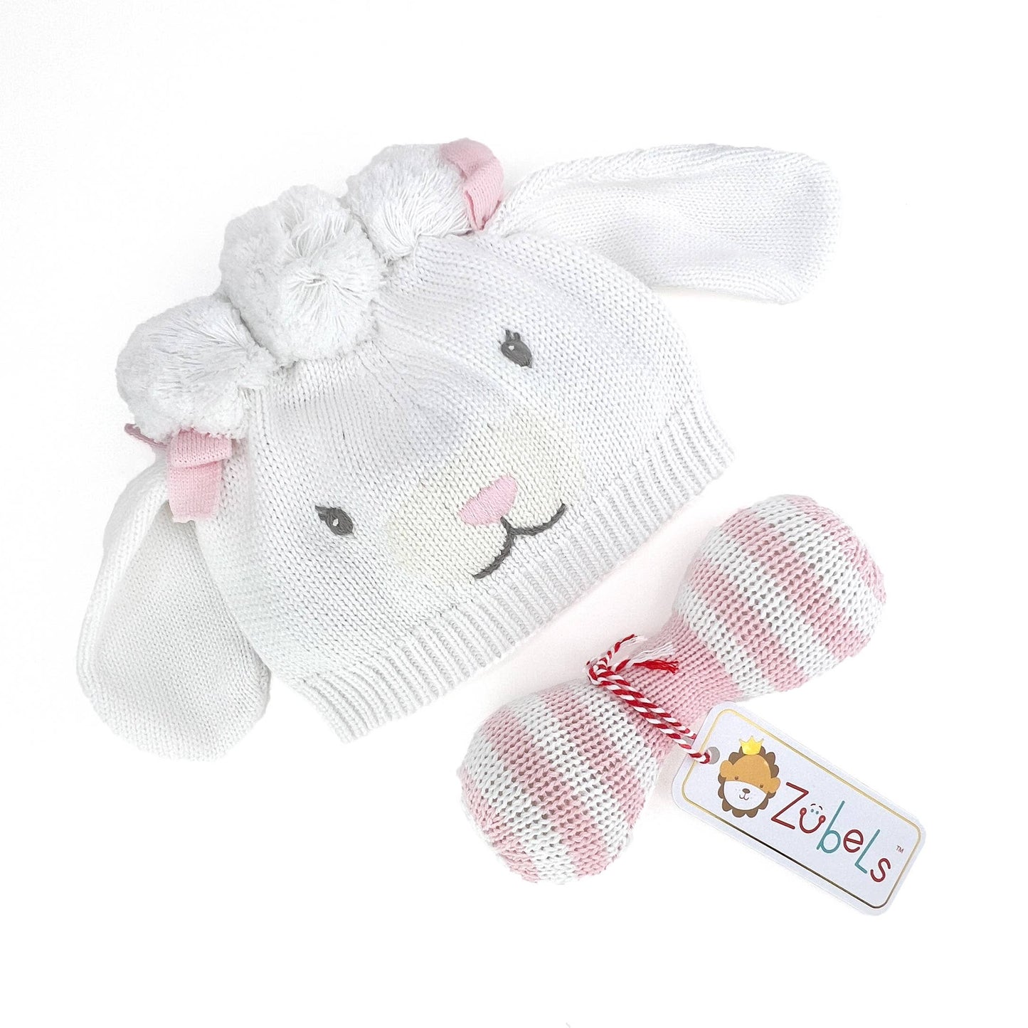 Dumbbell Hand-Knit Rattle - 2 Colors: Blue