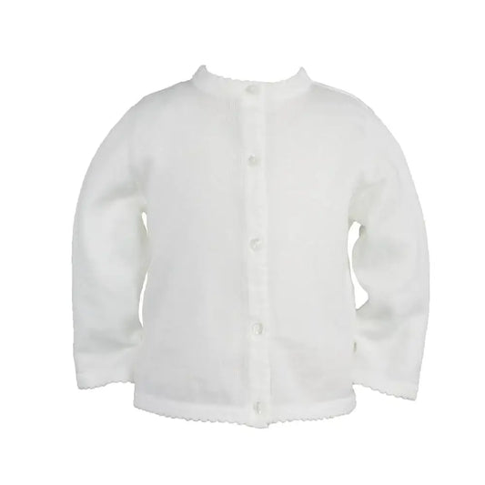 Scalloped Edge Cardigan Sweater White
