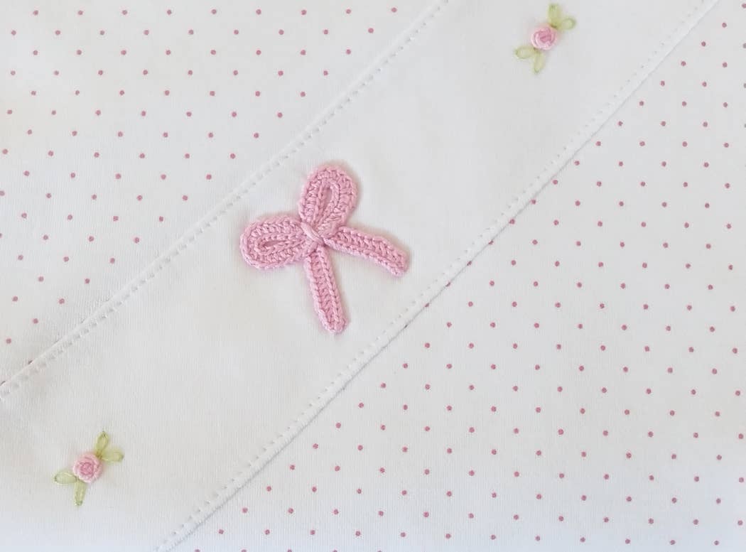 Pink dots baby girl Bow crochet blanket