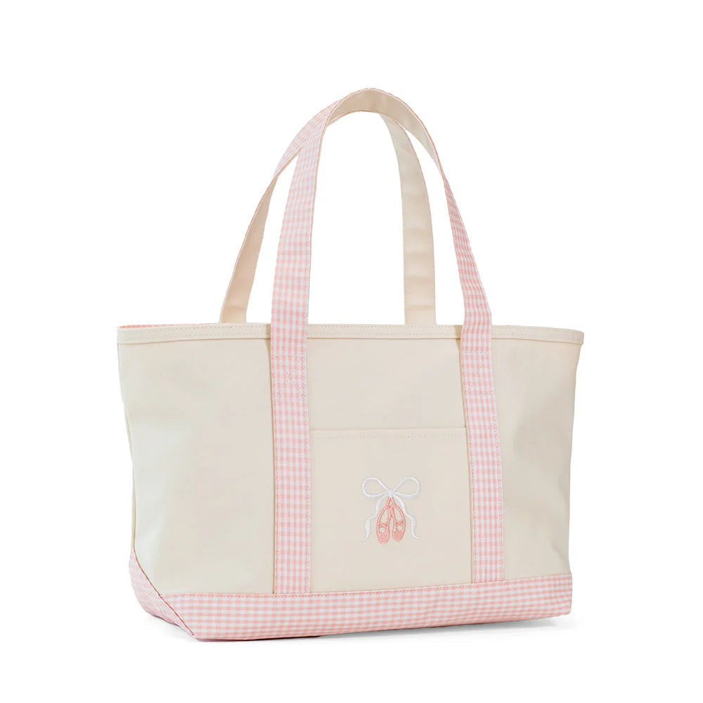 Medium Tote - Coated Canvas Natural with Ballet Taffy Trim