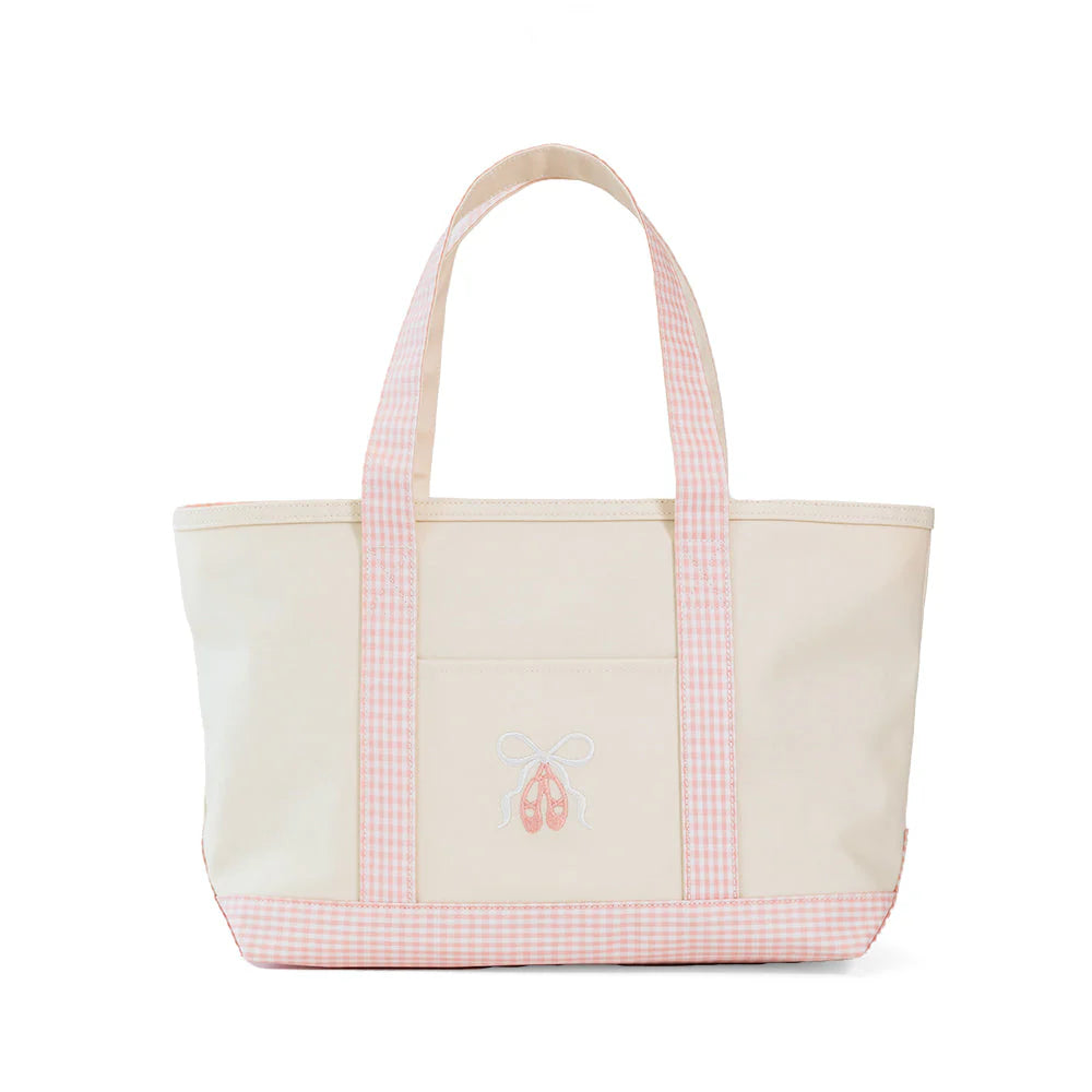 Medium Tote - Coated Canvas Natural with Ballet Taffy Trim