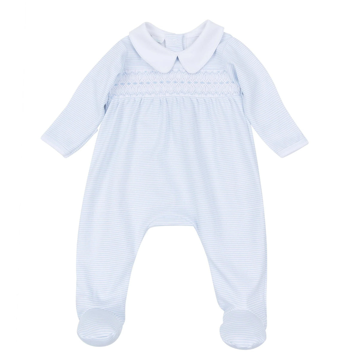 Benjamin Smocked Footie - Light Blue