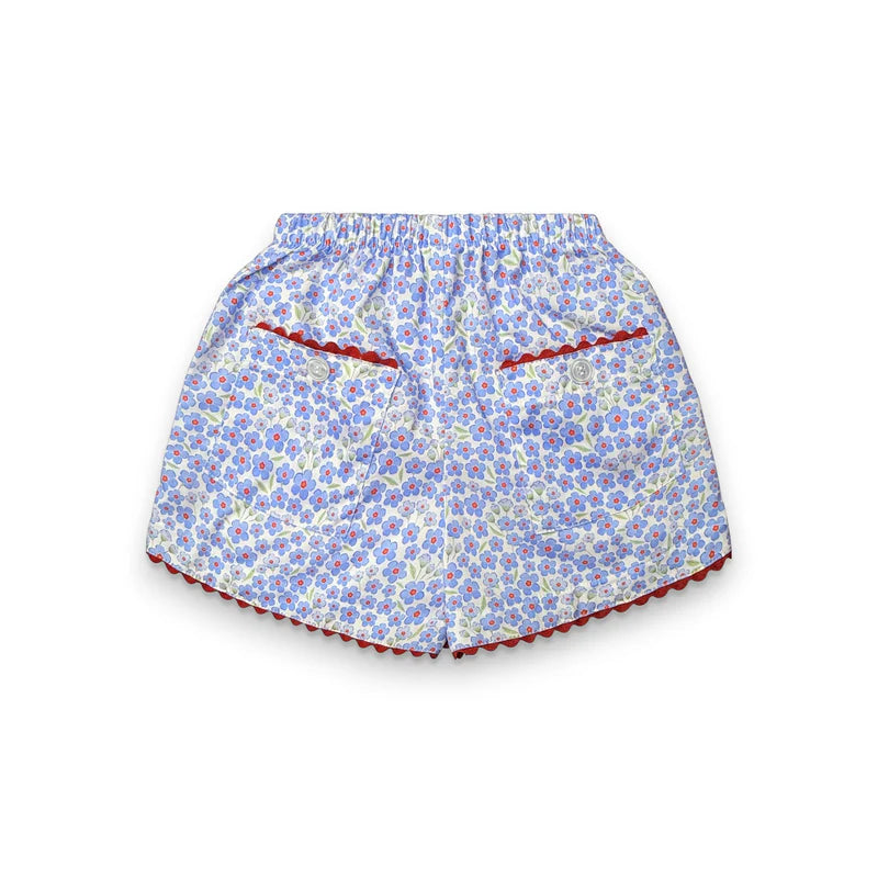 Two Pocket Short- Red White and Bloom Floral