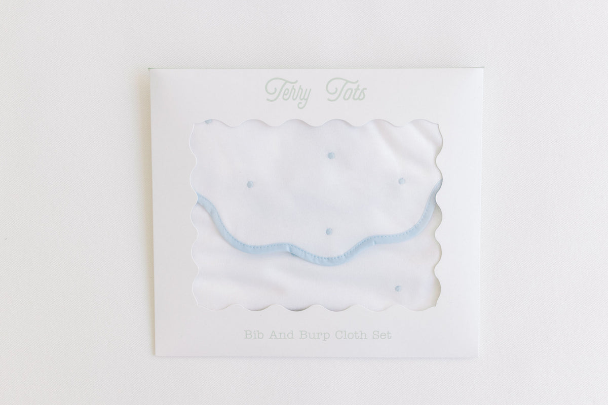Bib & Burp Set - Blue Dots