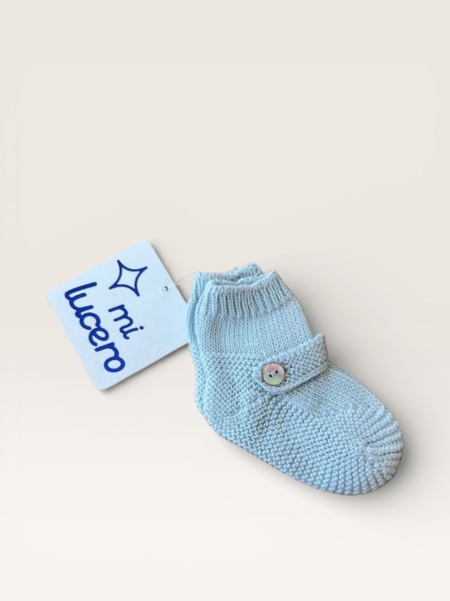 Booties with Button- Light Blue