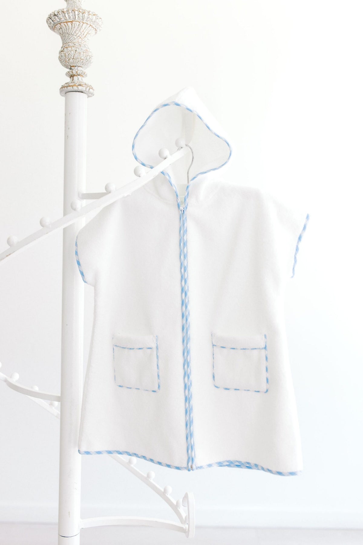 Sleeveless Cover Up with Hood- Blue Buffalo Check