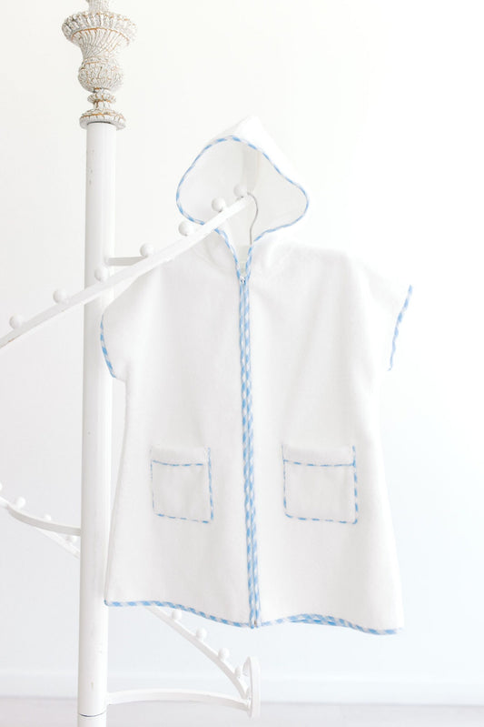 Sleeveless Cover Up with Hood- Blue Buffalo Check