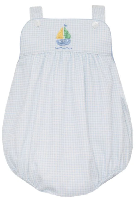 Sailboats Boy's -Lt.Blue Knit Gingham Boy's Strap Bubble