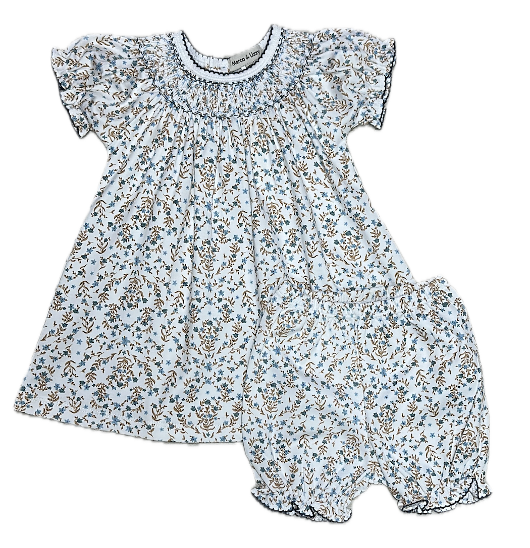 Ariana and Drew Blue Floral Bloomer Set