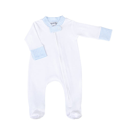 New Beginnings Blue Zipper Footie: Blue