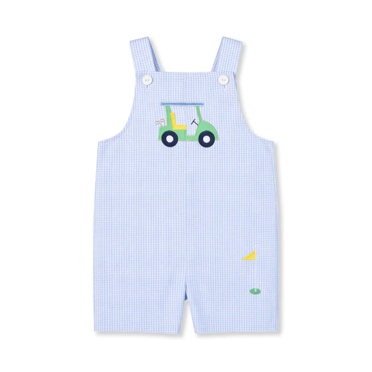 Check Seersucker Shortall With Golf Cart