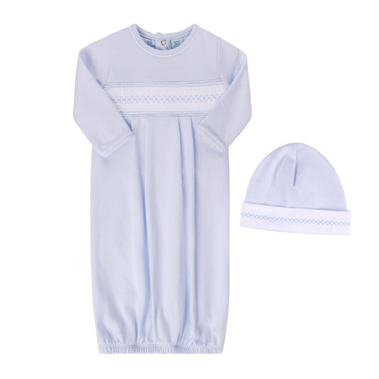 Baby Boy's Smocked Argyle Gown With Hat: Blue