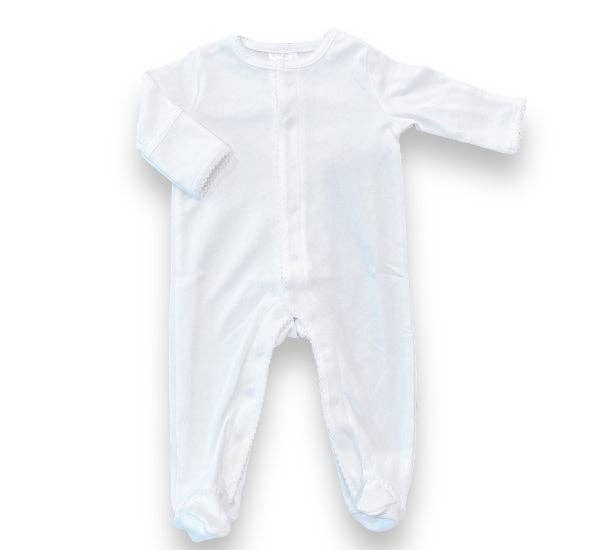Footies - Picot Trim: White w/Blue / Premie