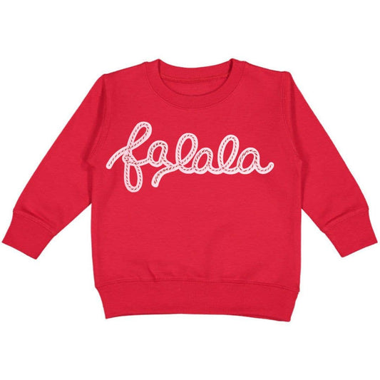 Falala Patch Christmas Sweatshirt - Red - Girls Clothes : 7/8