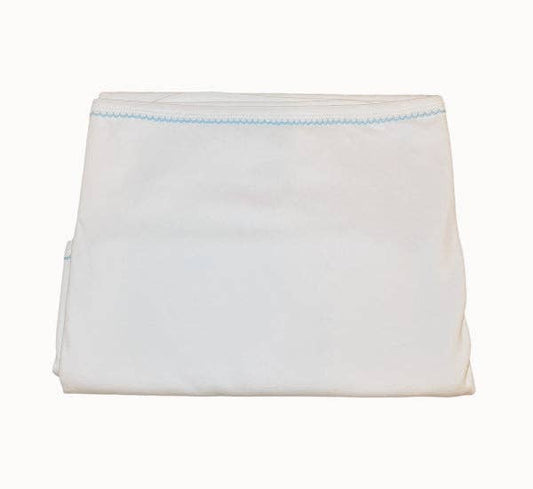 Blanket - Picot Trim: White with Blue trim